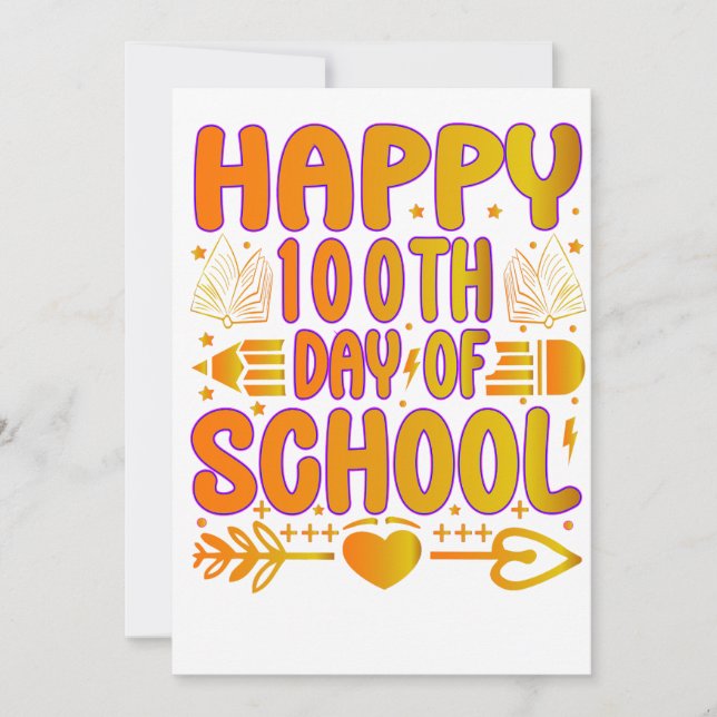 Invitación Happy 100th Day of School Invention Cart  100 Day (Anverso)