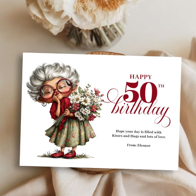 Invitación Happy 50th quirky woman card fun whimsical humor (Happy 50th quirky woman card fun whimsical humor)