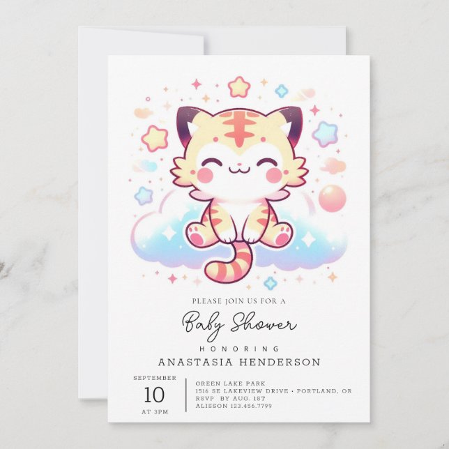 Invitación Happy Adorable Tiger Baby Shower (Anverso)
