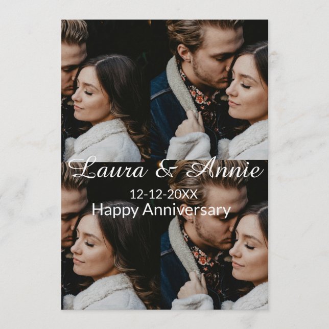 Invitación Happy anniversary photo collage name date simple w (Anverso)
