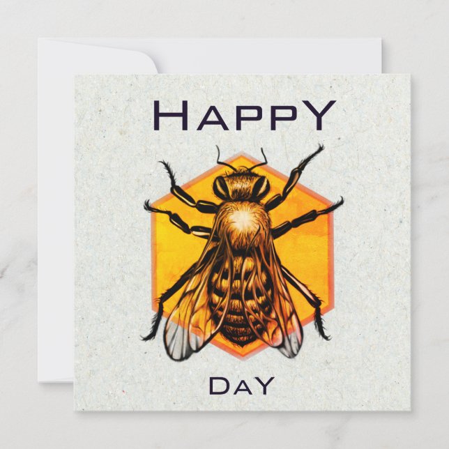 Invitación Happy Bee Day Modern Funny Honey Bee Birday Card (Anverso)