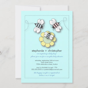 Invitación Happy Bee Family Couples Baby Shower for Boy