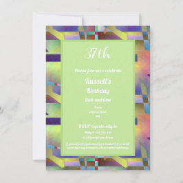 Invitación Happy Birthday Adult Any Age Abstract Pattern
