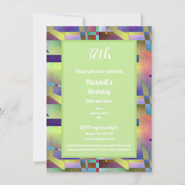 Invitación Happy Birthday Adult Any Age Abstract Pattern (Anverso)