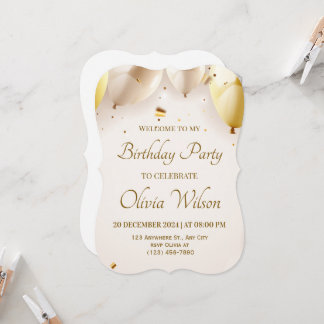 Invitación Happy Birthday Balloon Invite – Bright & Cheerful