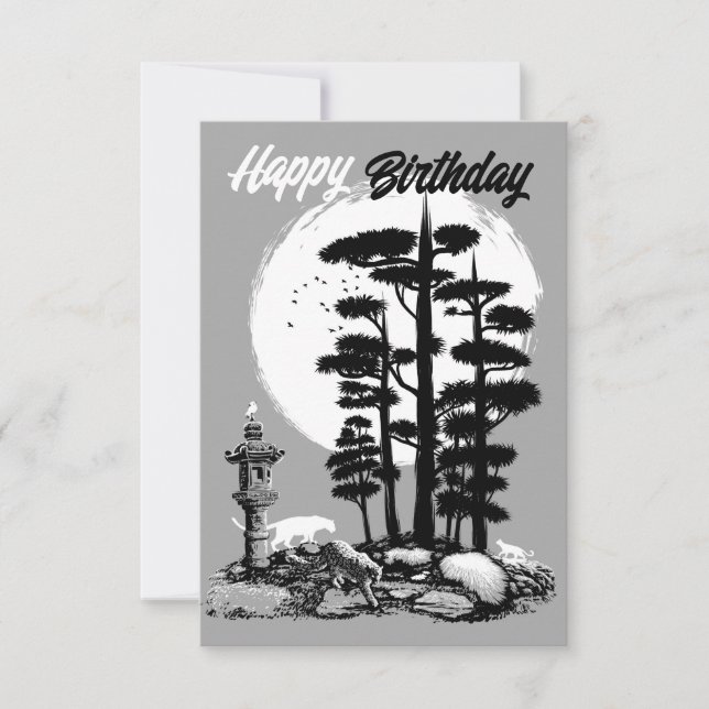 Invitación Happy Birthday Bonsai leopards (Anverso)
