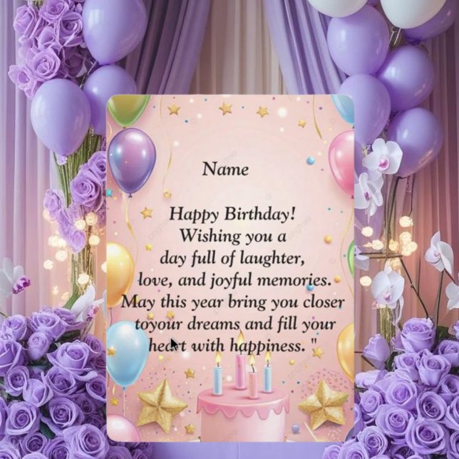 Invitación  Happy Birthday Card - Joyful Wishes, Balloons & C (Subido por el creador)