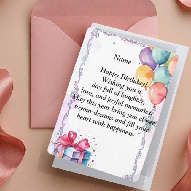 Invitación  Happy Birthday Card - Joyful Wishes, Balloons & C (Subido por el creador)