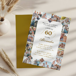 Invitación Happy Birthday Cheers To 60 Years Photo Collage