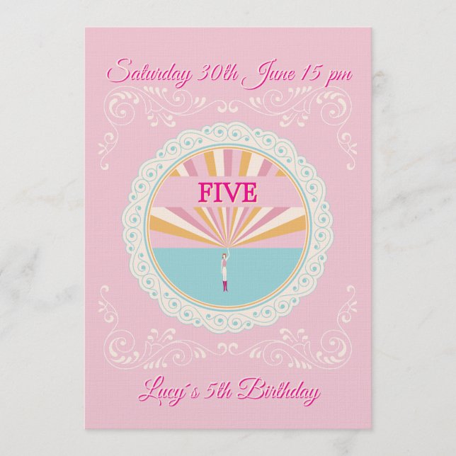 Invitación Happy Birthday Fun Invitation Card, Pink RSVP (Anverso)