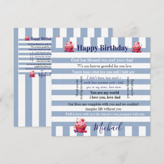 Invitación Happy Birthday Invitation Blue & White Stripe 