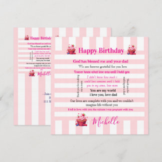 Invitación Happy Birthday Invitation Pink & White Stripe