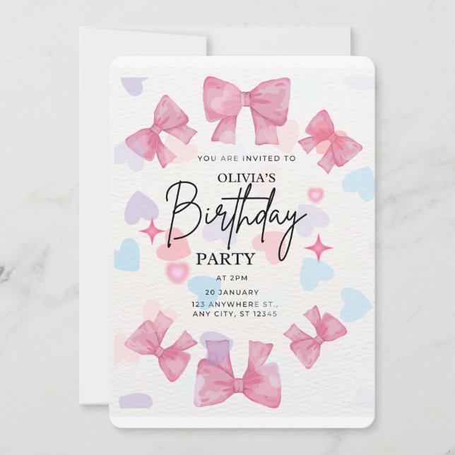 Invitación Happy Birthday pnik  (Anverso)
