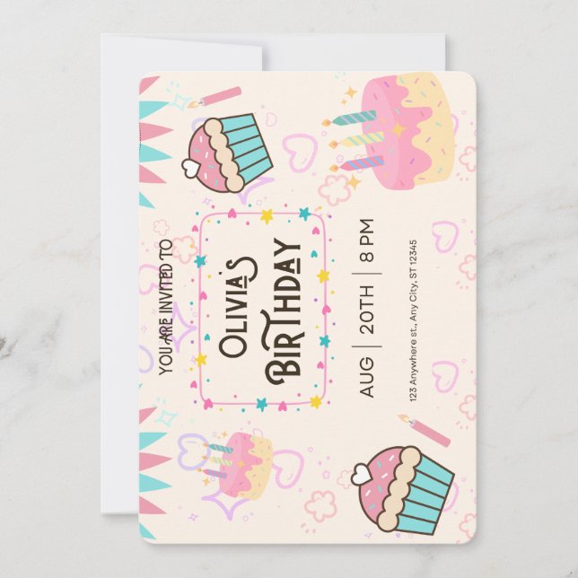 Invitación Happy Birthday pnik Invitation (Anverso)