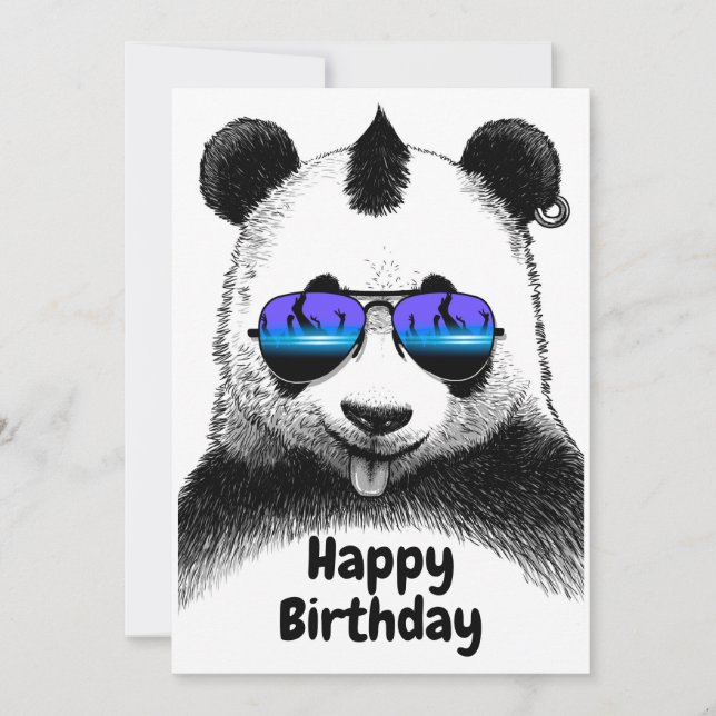 Invitación Happy Birthday Punk Panda (Anverso)