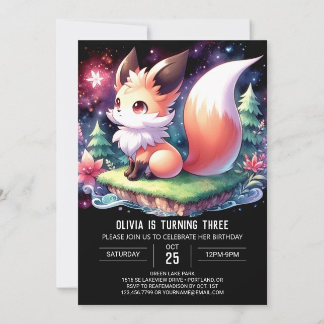Invitación Happy Boho Fox Birday digital (Anverso)
