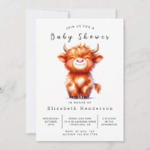Invitación Happy Classic Graceful Cow Baby Shower