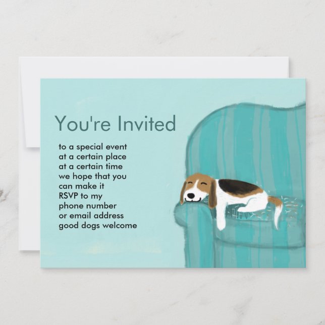 Invitación Happy Couch Beagle | Fiesta de Mascotas de perros  (Anverso)
