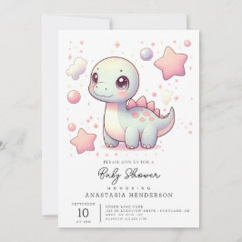Invitación Happy Cute Dinosaur Baby Shower