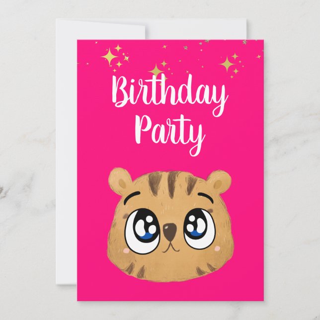 Invitación Happy cute little tiger (Anverso)