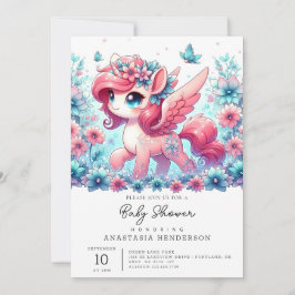 Invitación Happy Cute Unicorn Baby Shower