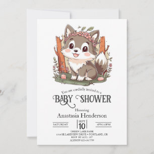 Invitación Happy Cute Wolf Baby Shower