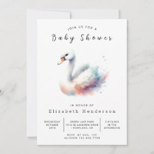Invitación Happy Digital Swan Baby Shower