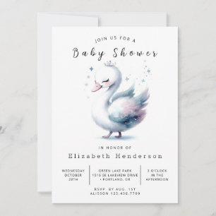 Invitación Happy Digital Swan Baby Shower