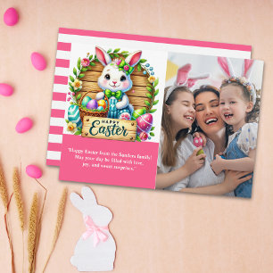 Invitación Happy Easter! Cute Bunny with family photo