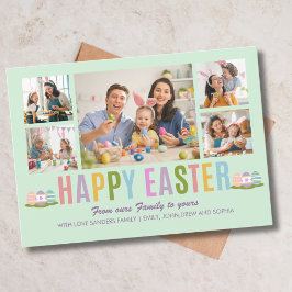 Invitación Happy Easter Family Photo Collage Green
