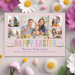 Invitación Happy Easter Family Photo Collage Pink