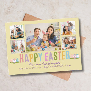 Invitación Happy Easter Family Photo Collage Yellow