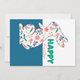 Invitación Happy Easter Floral Bunny Editable Greet Card