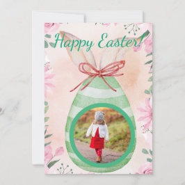 Invitación Happy Easter- green egg with photo Invitation