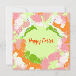 Invitación Happy Easter Invitation Card – Cute Bunny Floral 