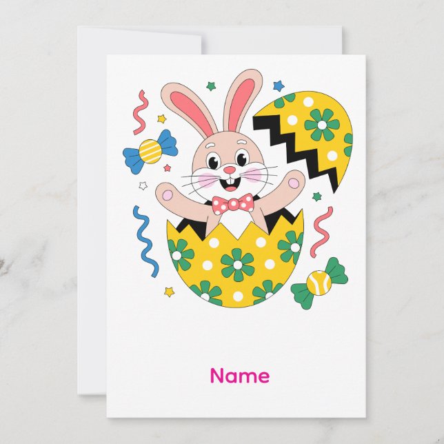 Invitación Happy Easter Party Bunny Popping Out  (Anverso)