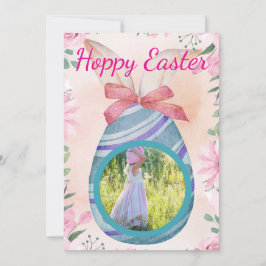 Invitación Happy Easter - purple blue egg with photo