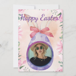 Invitación Happy Easter - purple egg with photo
