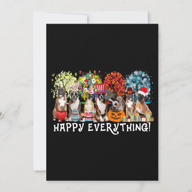 Invitación Happy Everything Boxer Dog Seasons All Year Tree L (Anverso)