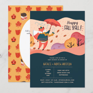 Invitación Happy Fall ya cogerás el Baby Shower de arte folcl