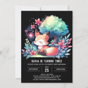 Invitación Happy Fantasy Fox Birday digital