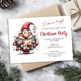 Invitación Happy Funny Santa Red and Green Festive Party