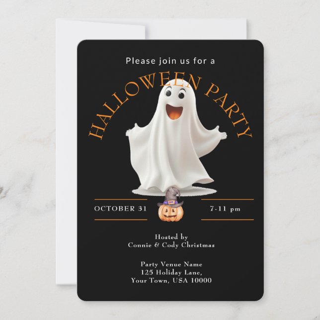 Invitación HAPPY GHOST HALLOWEEN Party (Anverso)