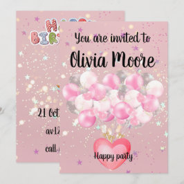 Invitación Happy glitter magic baby sweet