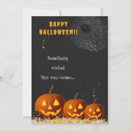 Invitación Happy Halloween Card | Spooky Pumpkin & Spiders