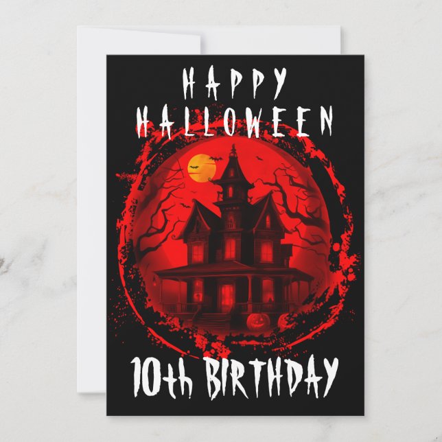 INVITACIÓN HAPPY HALLOWEEN CUMPLEAÑOS FIESTA PERSONALIZADO (Anverso)