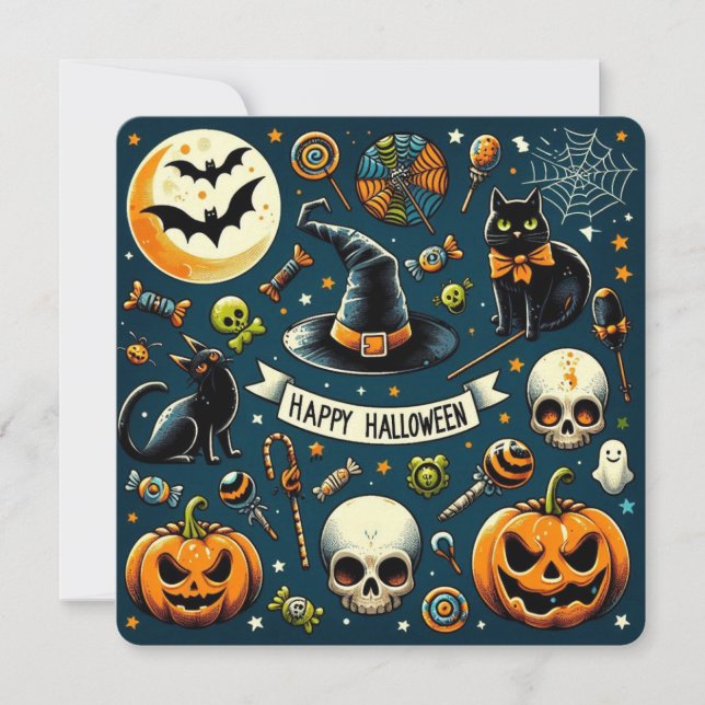 Invitación Happy Halloween Fun & Spooky Invitation Card (Anverso)