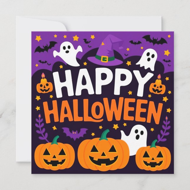 Invitación Happy halloween ghost (Anverso)