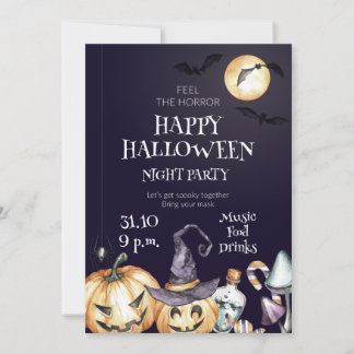 Invitación Happy Halloween Night Party Invitation