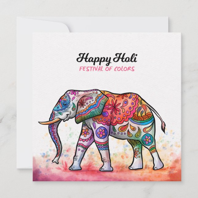 Invitación Happy Holi - Festival Colors (Anverso)